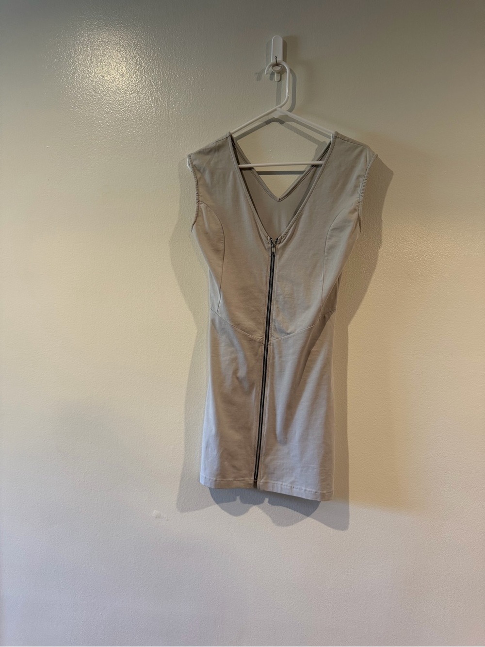 Synergy Organic Grey Moto Sleeveless V-Neck Zip-Front Dress